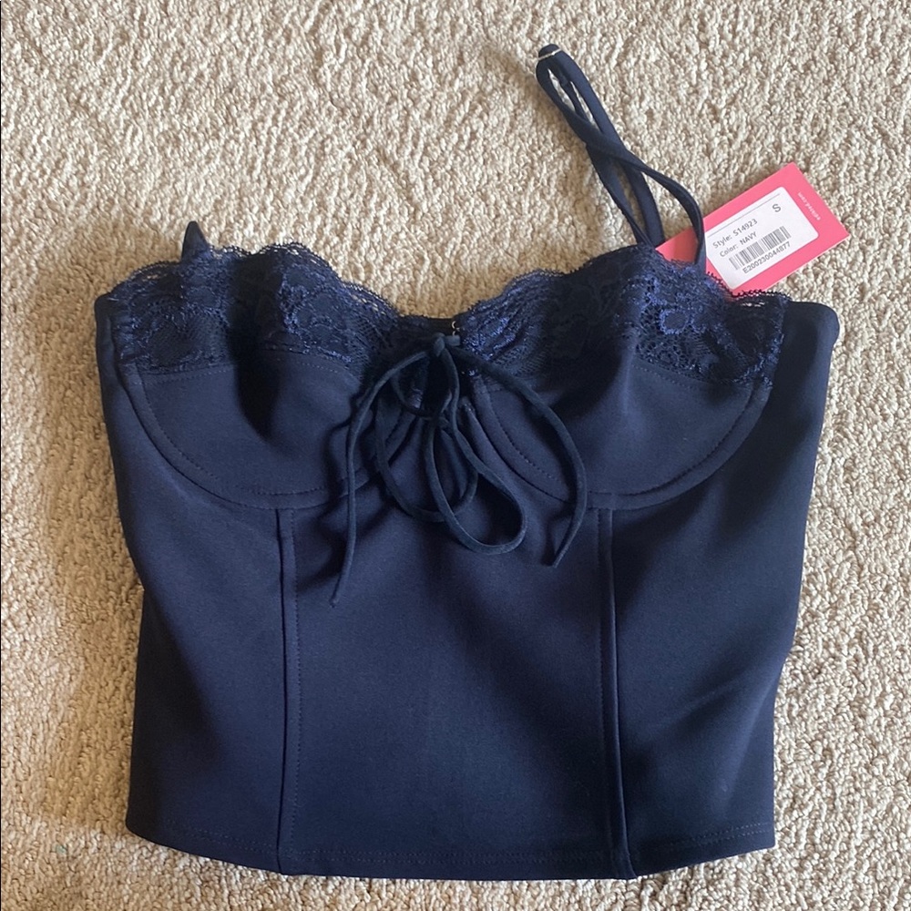 Navy Lace Bustier Top